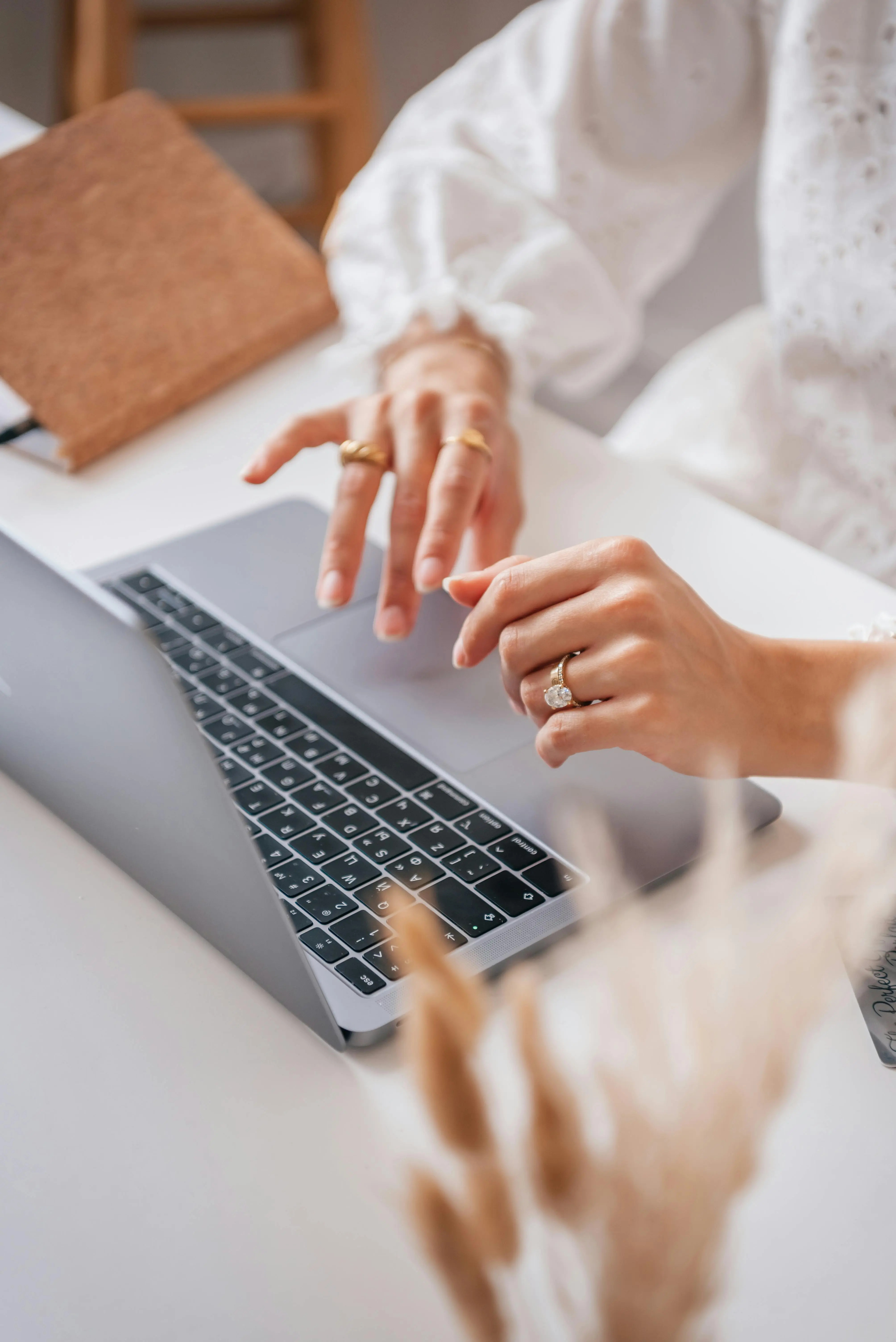 Laptop on desk in office