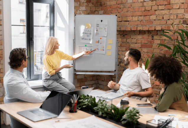 People in office communicating